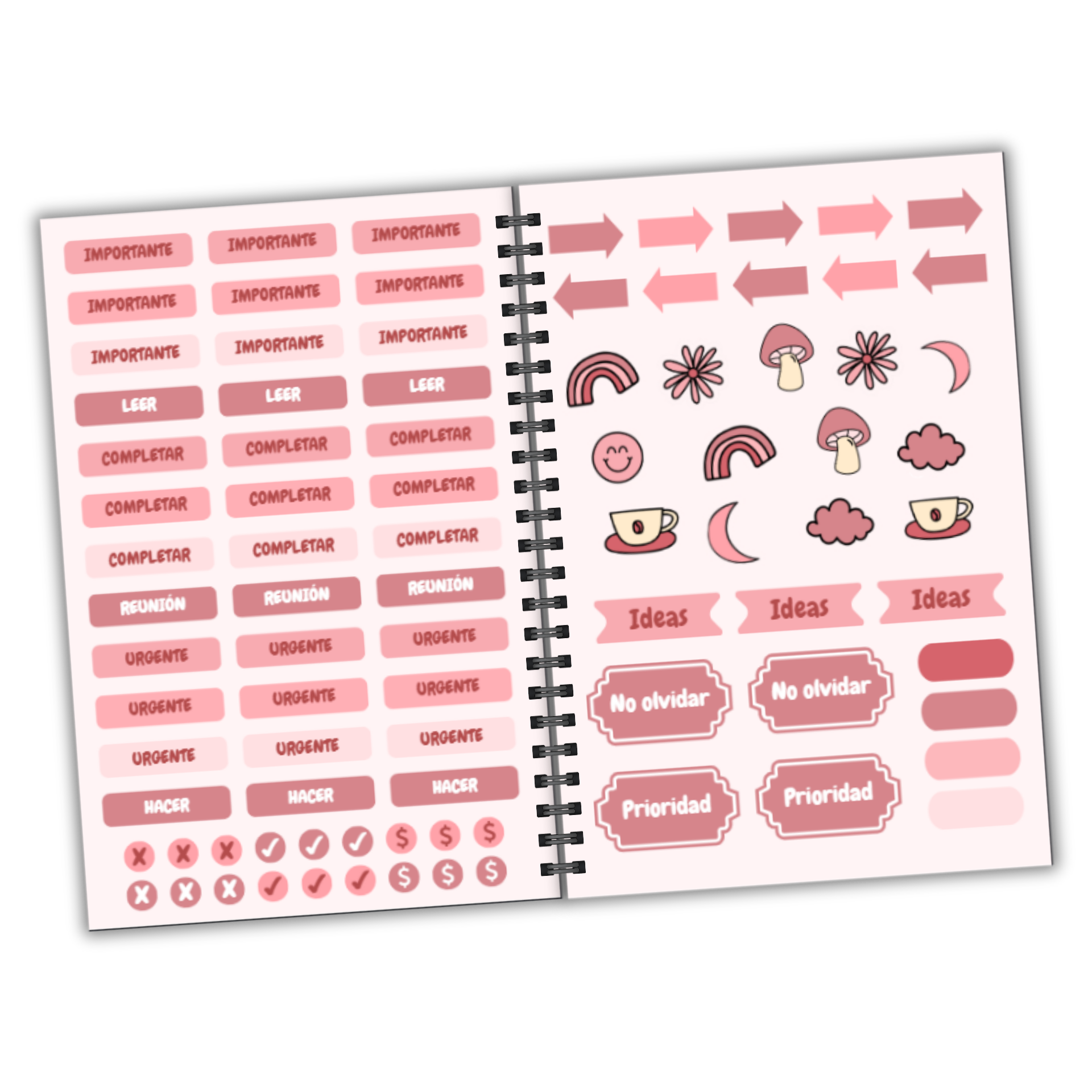 Interior de la agenda personalizada